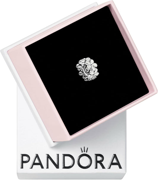 PANDORA White Daisy Flower Spacer Charm - Bracelet Charm for PANDORA Moments Bracelets - Sterling Silver & Enamel - Gift for Her - Jewelry for Women with Gift Box