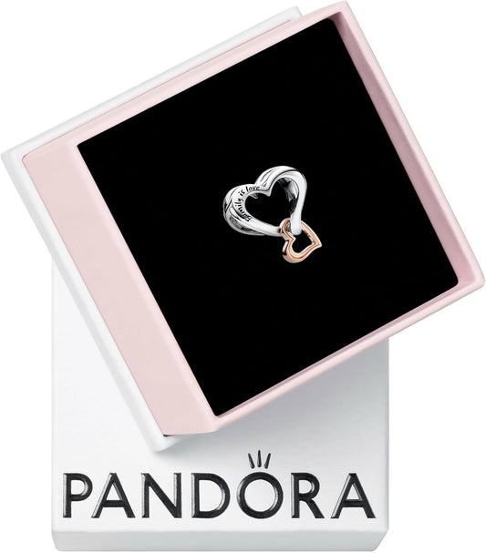 PANDORA Two-Tone Openwork Infinity Heart Charm - Swirling Heart Design - Jewelry Keepsake for Her with Gift Box - Compatible Moments Charm Bracelets - Sterling Silver & 14k Rose Gold